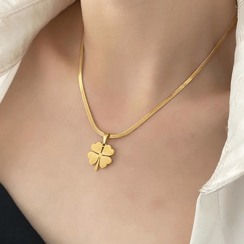 Gold Plated Stainless Steel Anti Tarnish Clover Themed Pendant