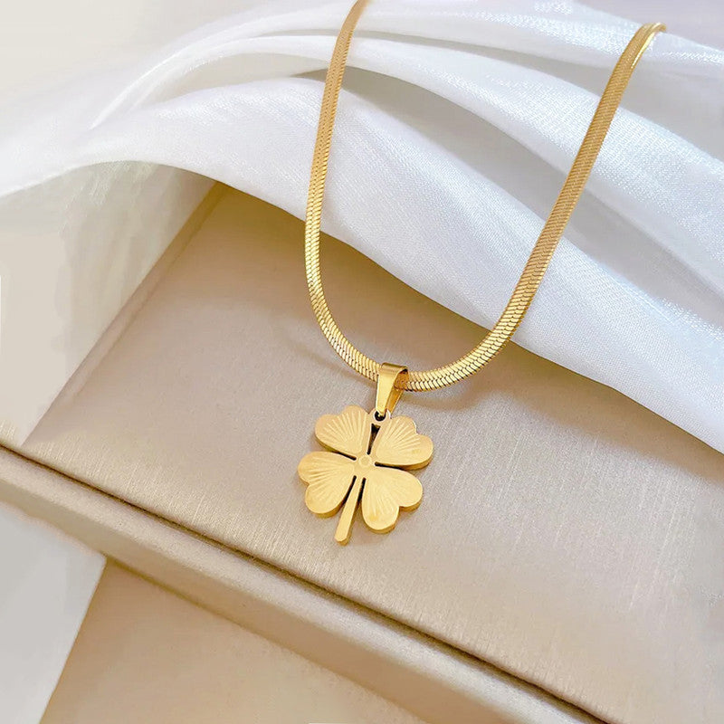 Gold Plated Stainless Steel Anti Tarnish Clover Themed Pendant