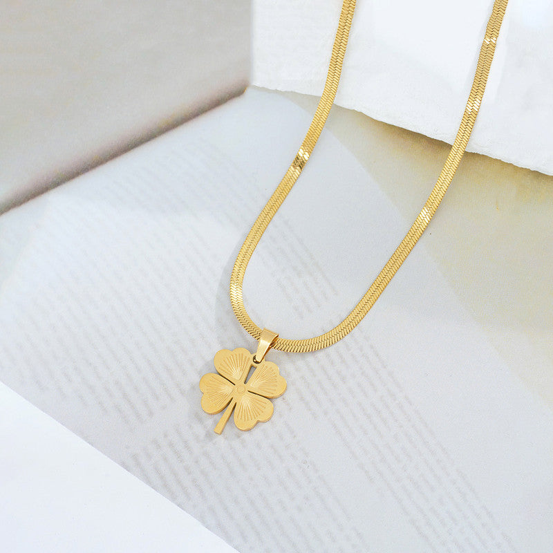 Gold Plated Stainless Steel Anti Tarnish Clover Themed Pendant