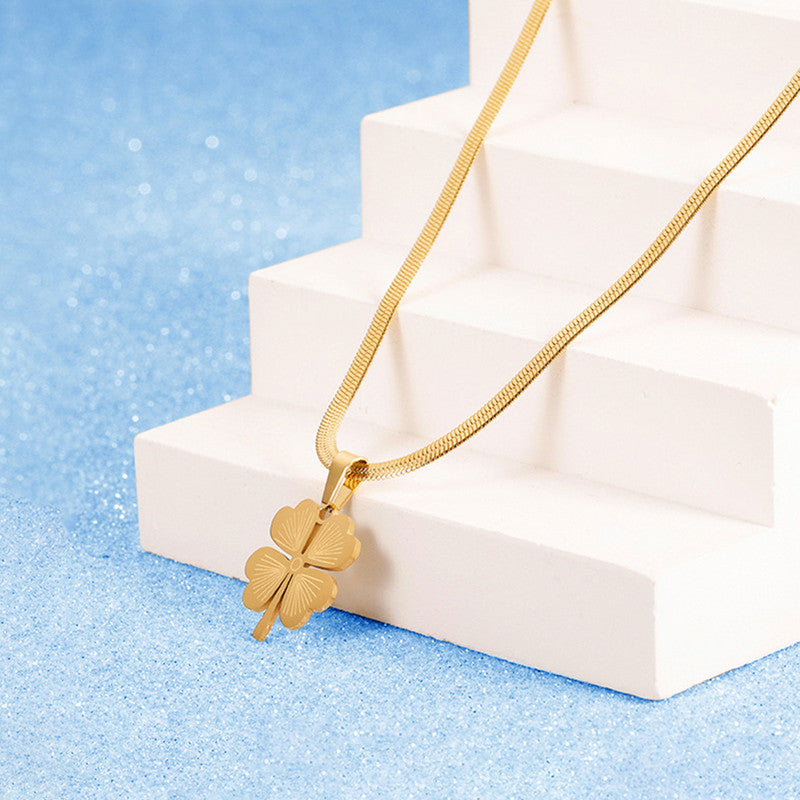 Gold Plated Stainless Steel Anti Tarnish Clover Themed Pendant