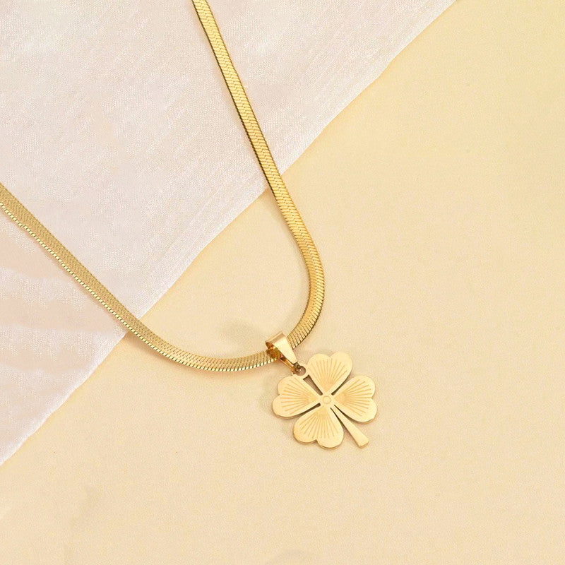 Gold Plated Stainless Steel Anti Tarnish Clover Themed Pendant
