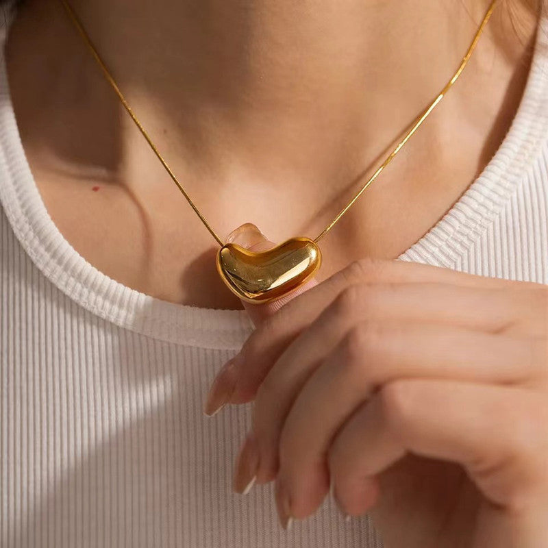 Gold Plated Stainless Steel Anti Tarnish Golden Bean Pendant