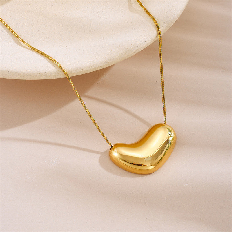 Gold Plated Stainless Steel Anti Tarnish Golden Bean Pendant