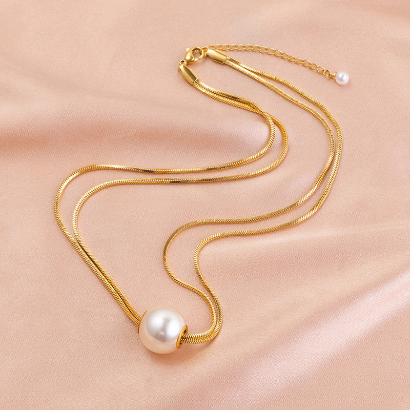 Gold Plated Stainless Steel Anti Tarnish Pearl Studded Pendant