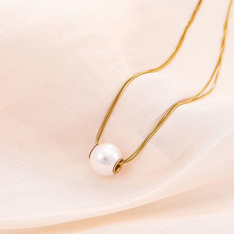 Gold Plated Stainless Steel Anti Tarnish Pearl Studded Pendant