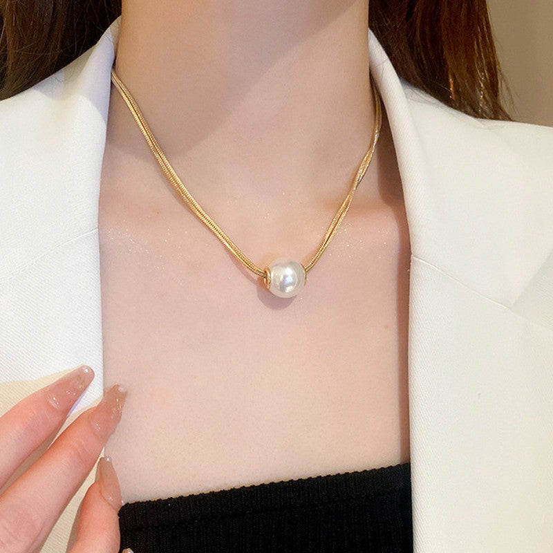 Gold Plated Stainless Steel Anti Tarnish Pearl Studded Pendant