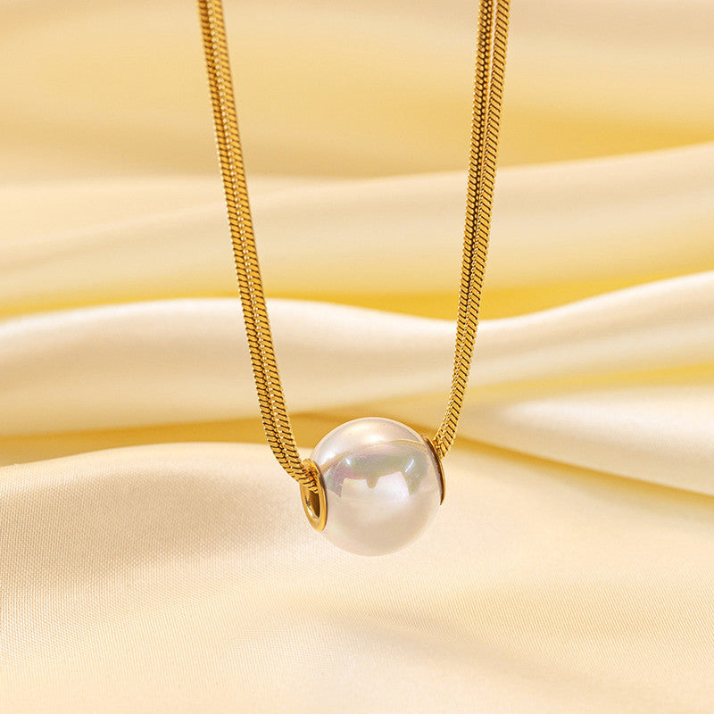 Gold Plated Stainless Steel Anti Tarnish Pearl Studded Pendant