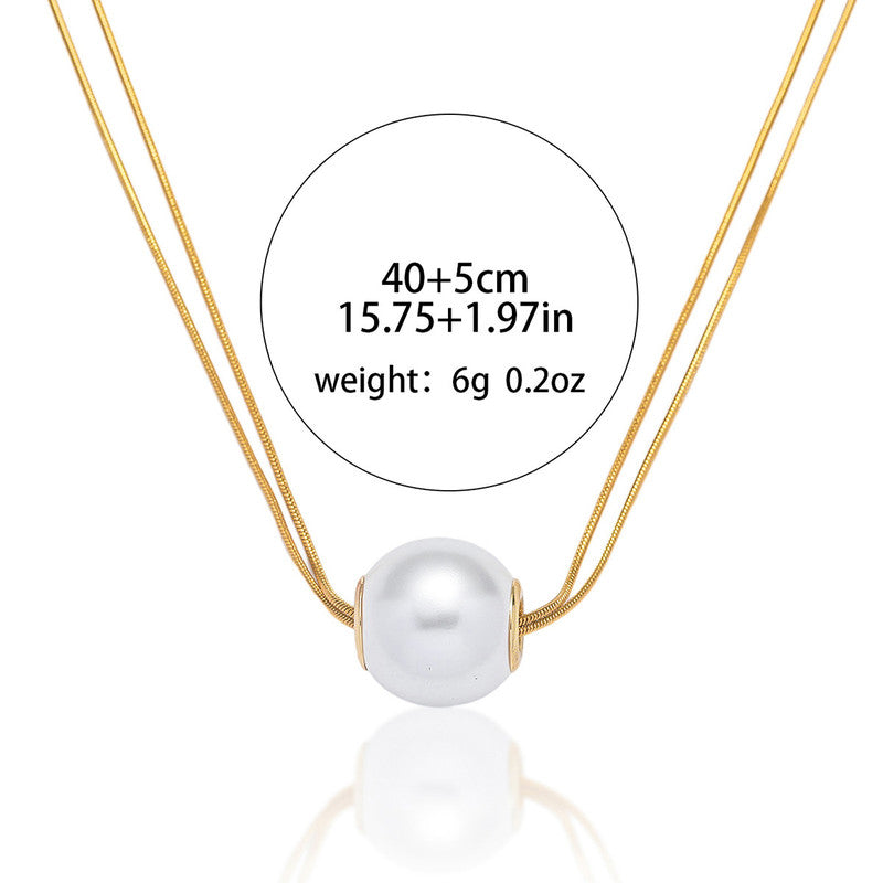 Gold Plated Stainless Steel Anti Tarnish Pearl Studded Pendant