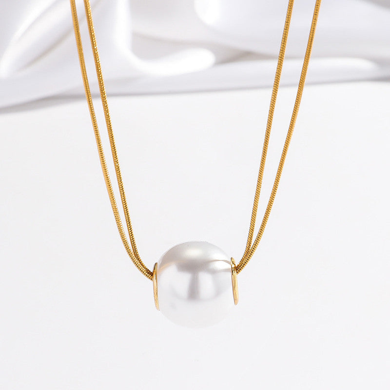 Gold Plated Stainless Steel Anti Tarnish Pearl Studded Pendant