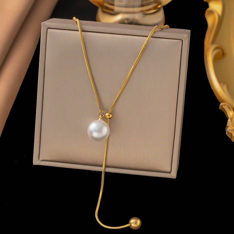 Gold Plated Stainless Steel Anti Tarnish Pearl Studded Pendant