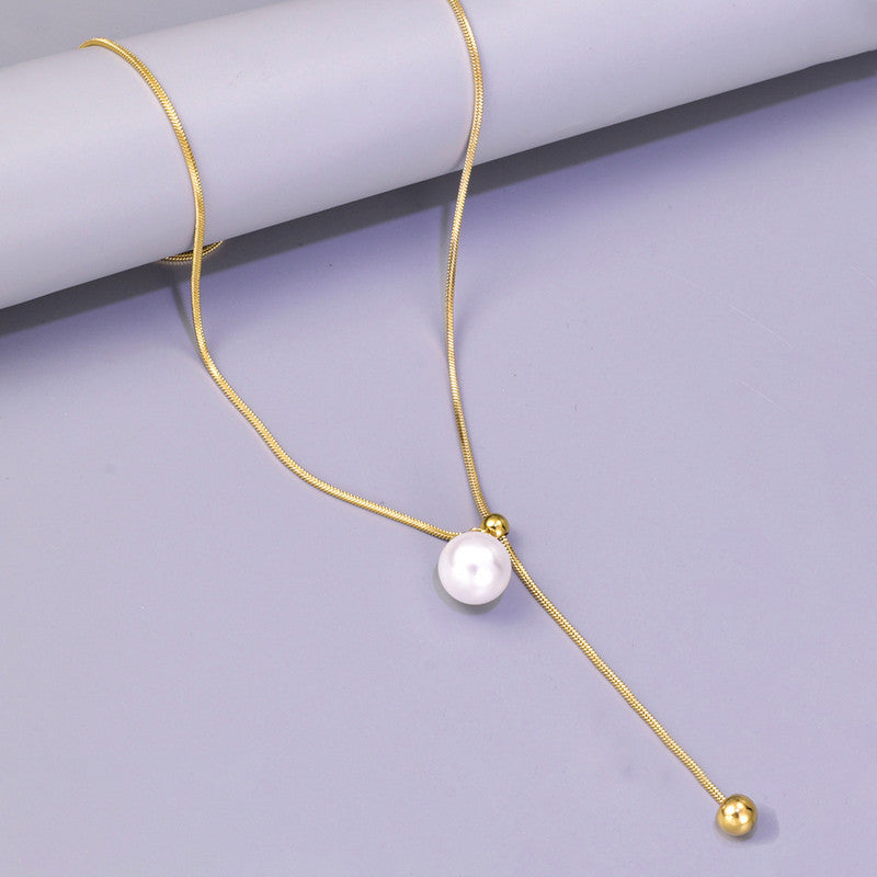 Gold Plated Stainless Steel Anti Tarnish Pearl Studded Pendant