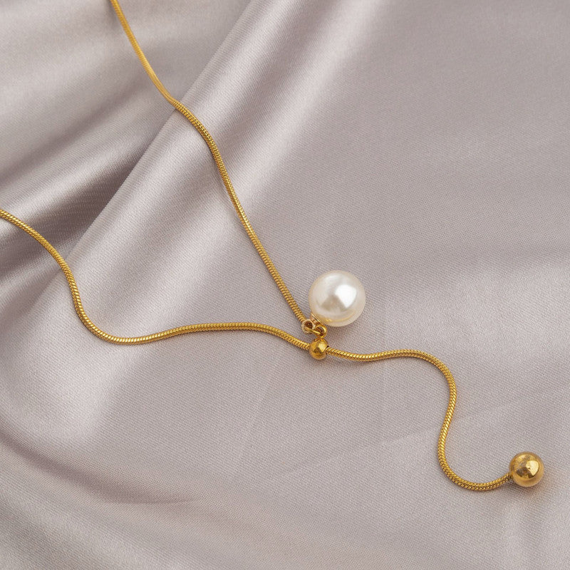 Gold Plated Stainless Steel Anti Tarnish Pearl Studded Pendant