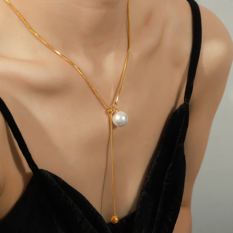 Gold Plated Stainless Steel Anti Tarnish Pearl Studded Pendant