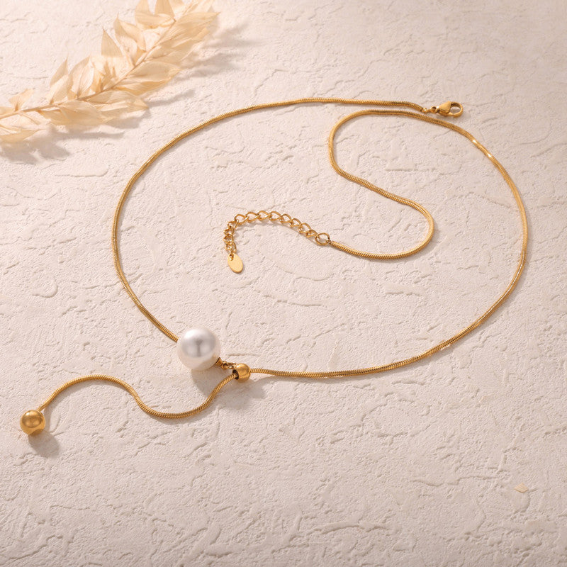 Gold Plated Stainless Steel Anti Tarnish Pearl Studded Pendant