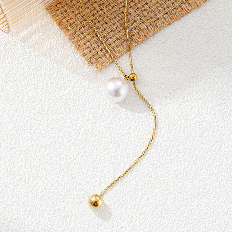 Gold Plated Stainless Steel Anti Tarnish Pearl Studded Pendant