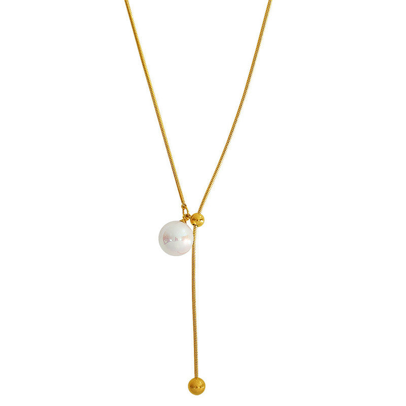 Gold Plated Stainless Steel Anti Tarnish Pearl Studded Pendant