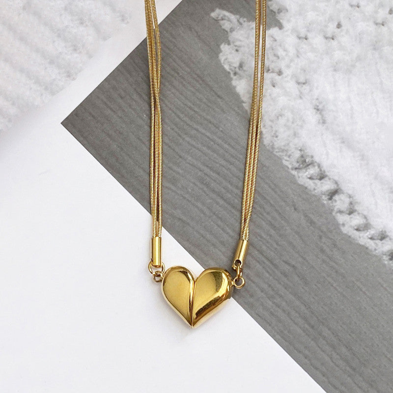 Gold Plated Anti Tarnish Stainless Steel Heart themed Separable Magnet Pendant