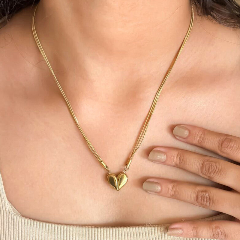 Gold Plated Anti Tarnish Stainless Steel Heart themed Separable Magnet Pendant