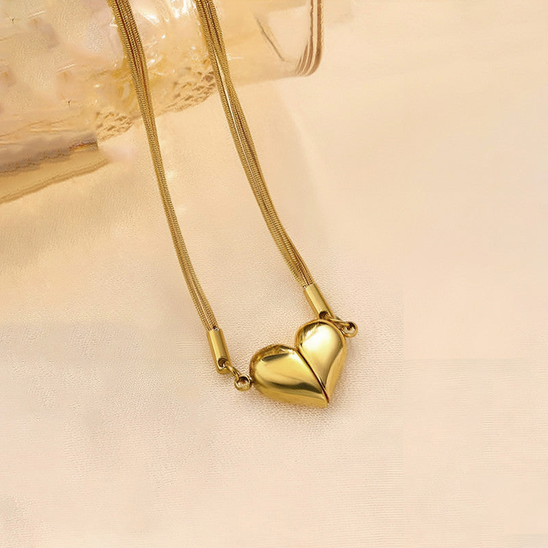 Gold Plated Anti Tarnish Stainless Steel Heart themed Separable Magnet Pendant