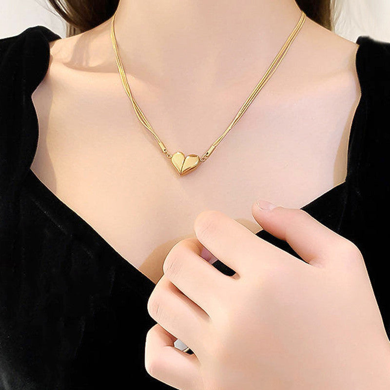 Gold Plated Anti Tarnish Stainless Steel Heart themed Separable Magnet Pendant