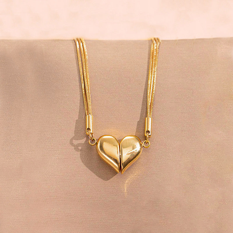 Gold Plated Anti Tarnish Stainless Steel Heart themed Separable Magnet Pendant