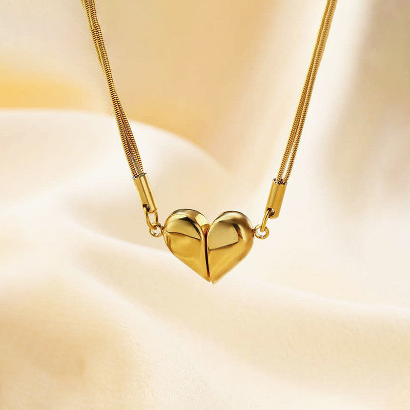 Gold Plated Anti Tarnish Stainless Steel Heart themed Separable Magnet Pendant