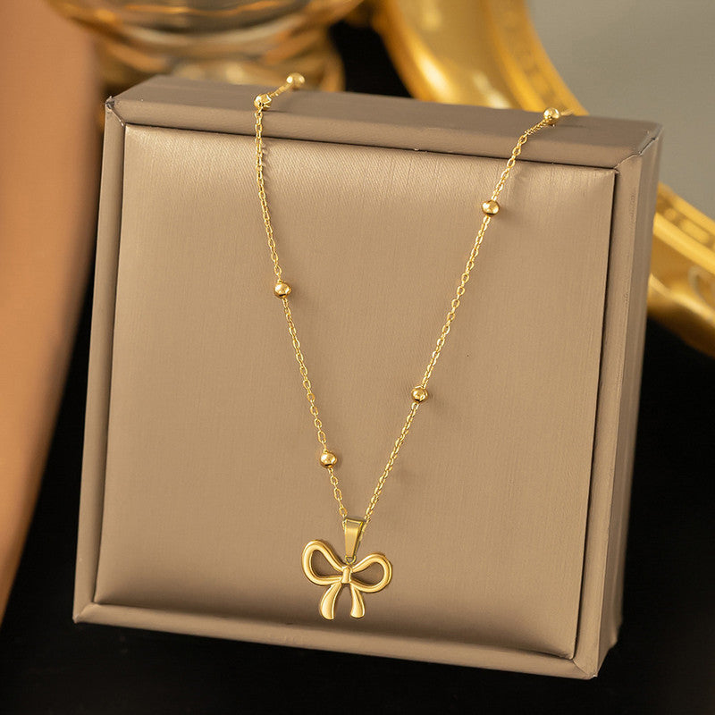 Gold-Plated Anti Tarnish Stainless Steel Infinity Bow Pendant