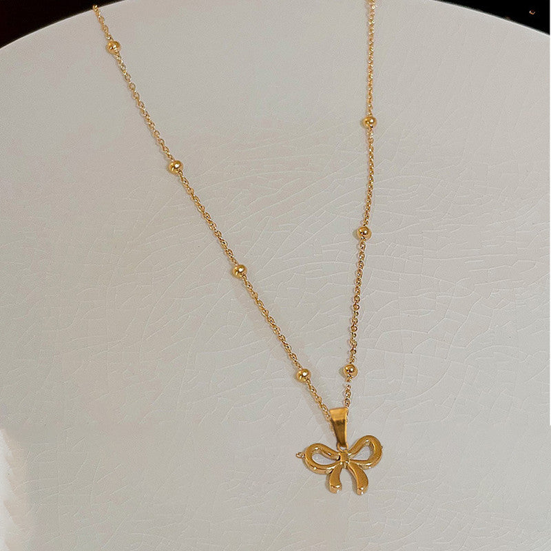 Gold-Plated Anti Tarnish Stainless Steel Infinity Bow Pendant