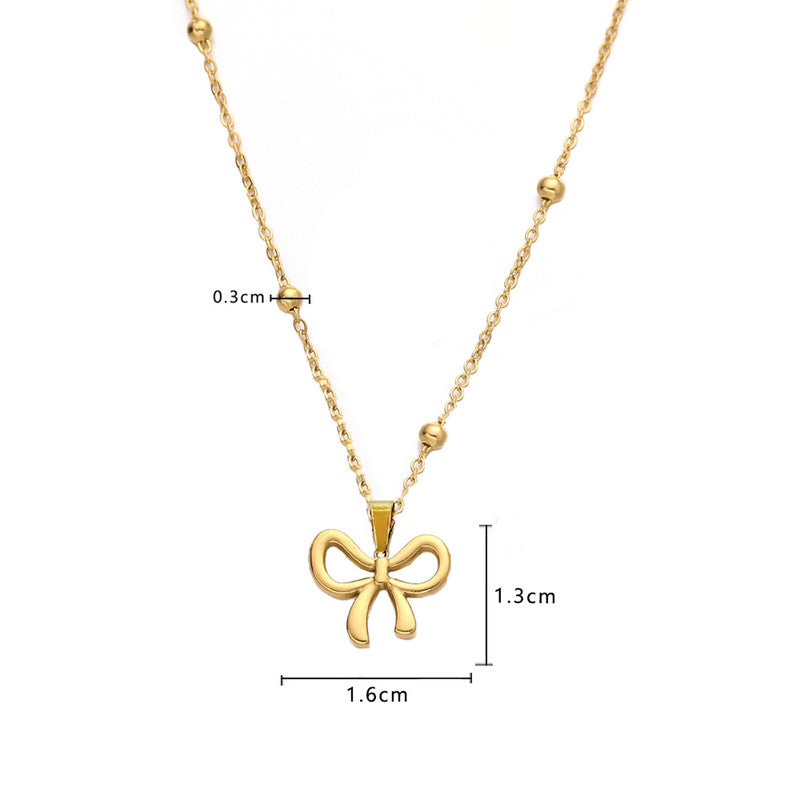 Gold-Plated Anti Tarnish Stainless Steel Infinity Bow Pendant