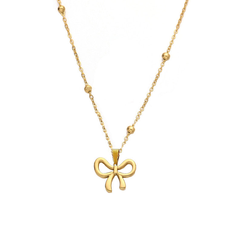 Gold-Plated Anti Tarnish Stainless Steel Infinity Bow Pendant