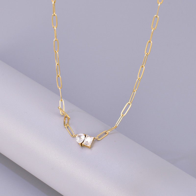 Gold Plated Anti Tarnish Stainless Steel AD studded Contemporary Necklace