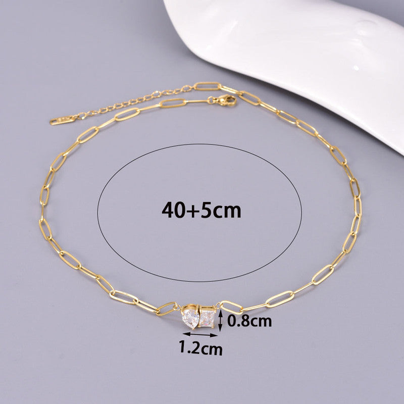 Gold Plated Anti Tarnish Stainless Steel AD studded Contemporary Necklace