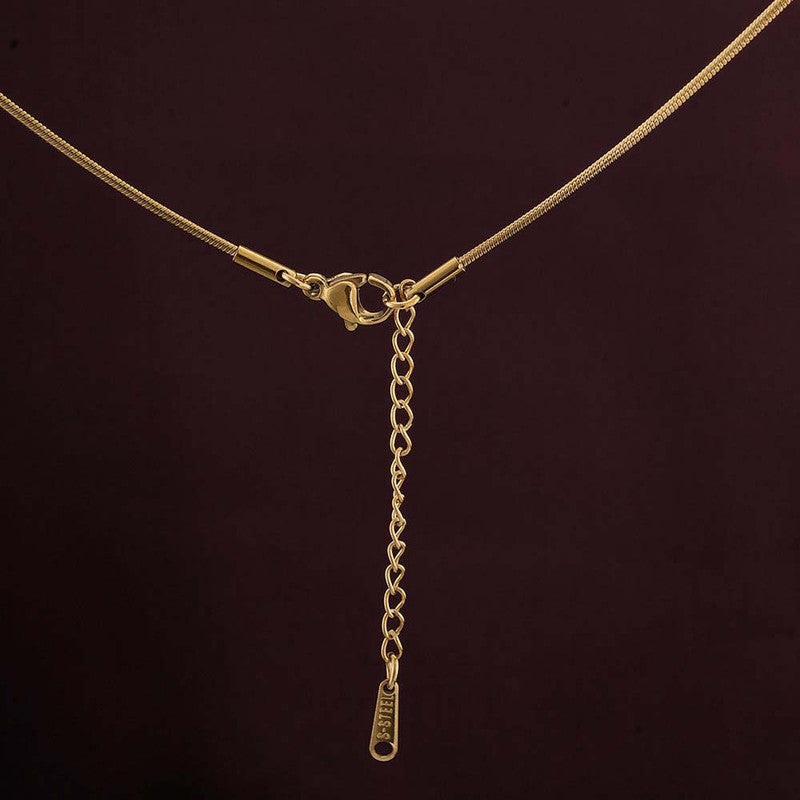 Gold Plated Anti Tarnish Stainless Steel White CZ studded Geometric Rectangular Pendant