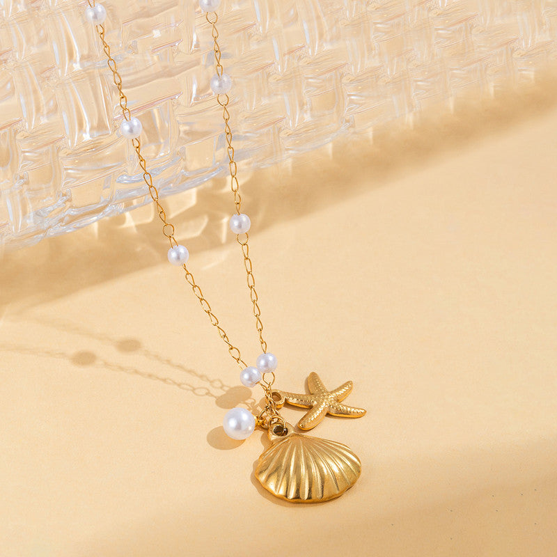 Gold Plated Anti Tarnish Stainless Steel Star Fish Themed Pendant