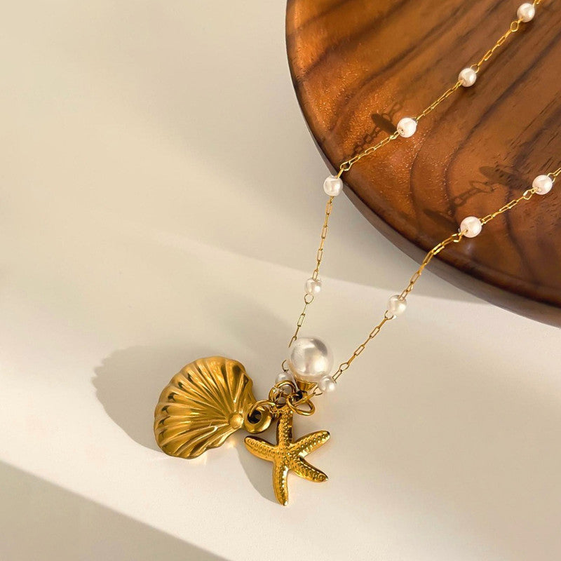 Gold Plated Anti Tarnish Stainless Steel Star Fish Themed Pendant