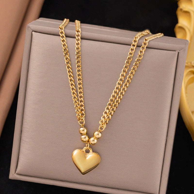 Gold Plated Anti Tarnish Stainless Steel Heart Themed Pendant