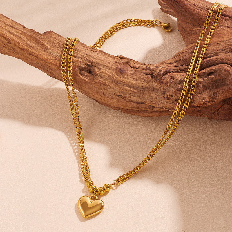 Gold Plated Anti Tarnish Stainless Steel Heart Themed Pendant