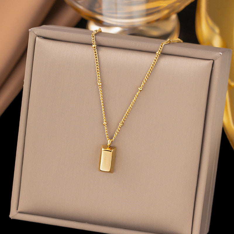 Gold Plated Anti Tarnish Stainless Steel Golden Rectangular Pendant