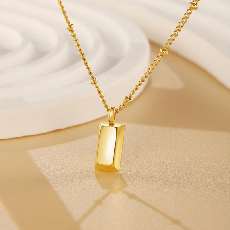 Gold Plated Anti Tarnish Stainless Steel Golden Rectangular Pendant