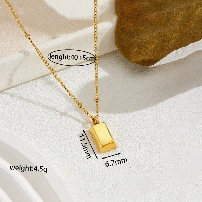 Gold Plated Anti Tarnish Stainless Steel Golden Rectangular Pendant