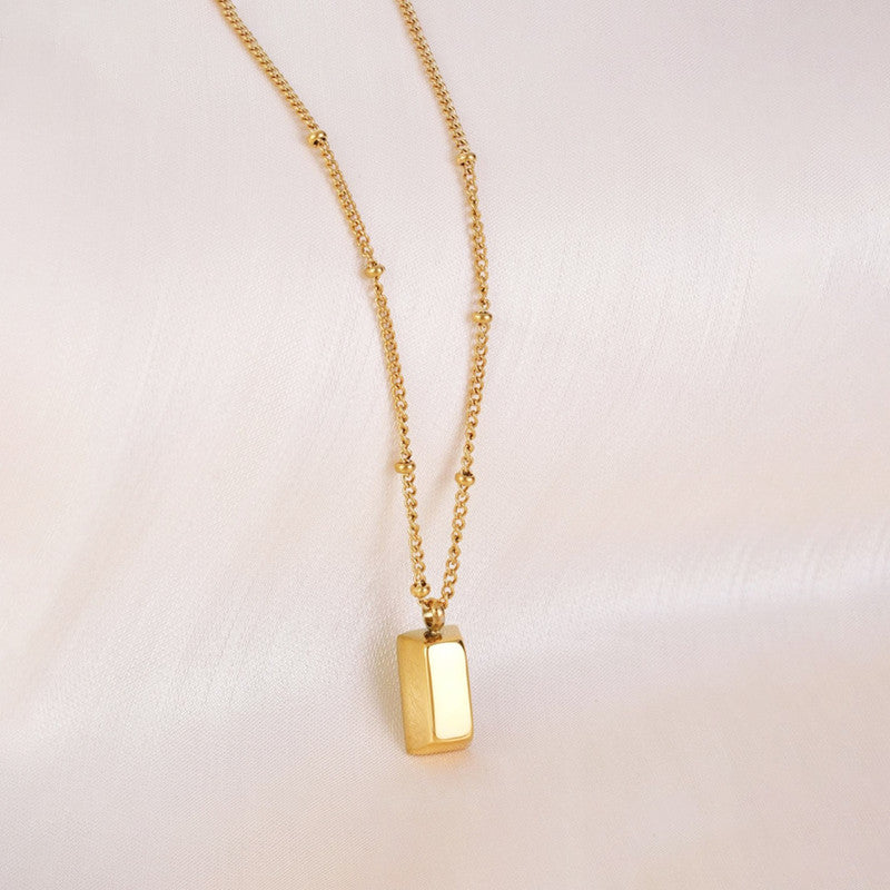Gold Plated Anti Tarnish Stainless Steel Golden Rectangular Pendant