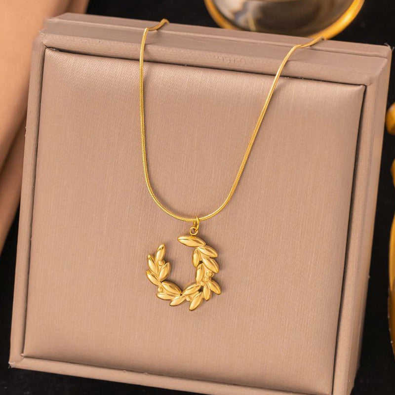 Gold Plated Anti Tarnish Stainless Steel Crescent Moon Themed Pendant