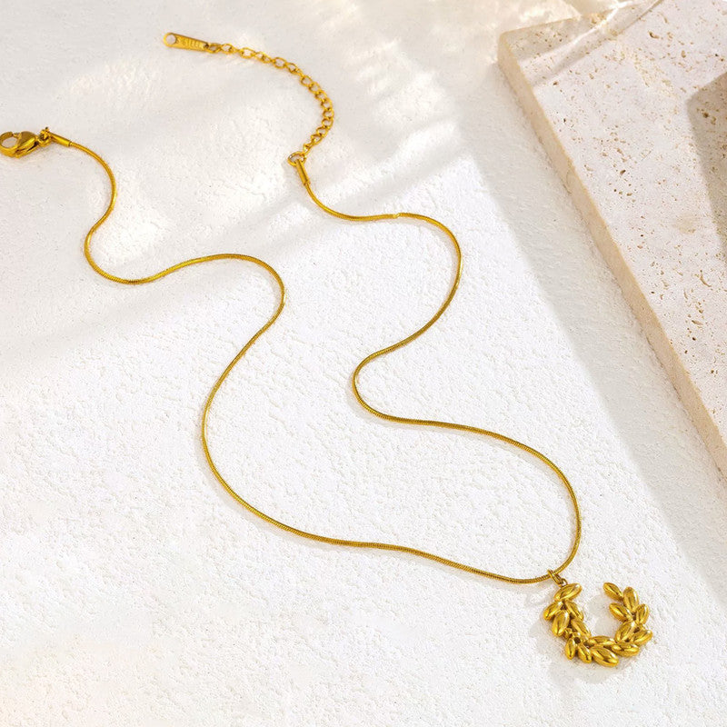 Gold Plated Anti Tarnish Stainless Steel Crescent Moon Themed Pendant