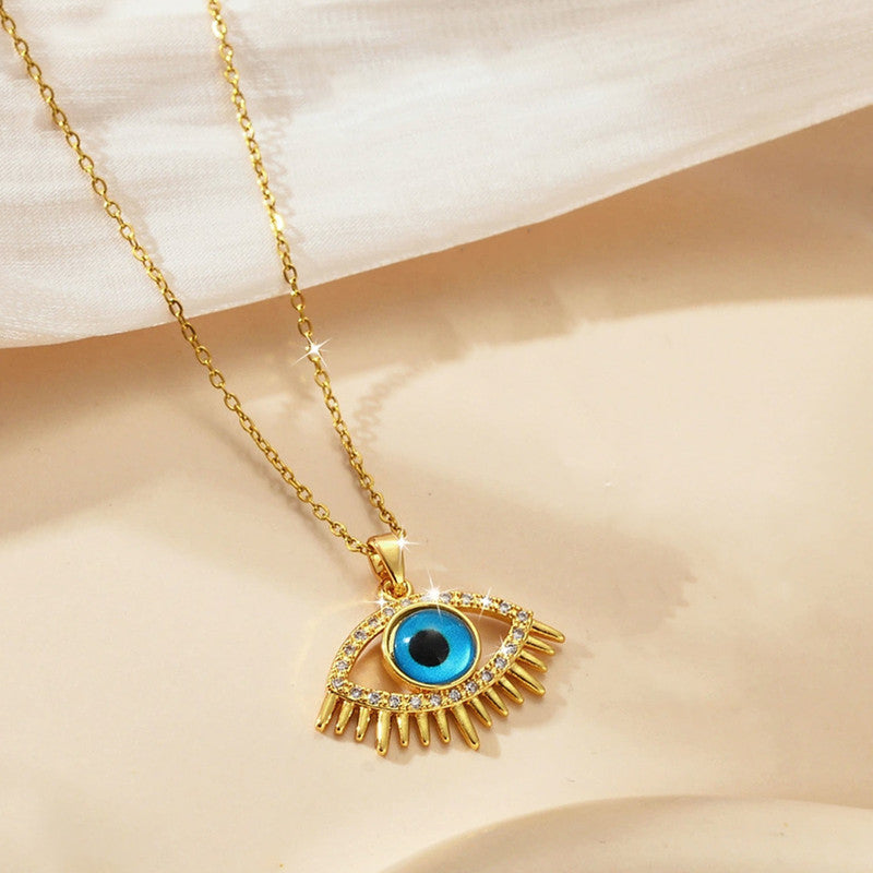 Gold Plated Anti Tarnish Stainless Steel Evil Eye Themed Pendant