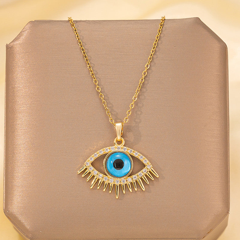 Gold Plated Anti Tarnish Stainless Steel Evil Eye Themed Pendant