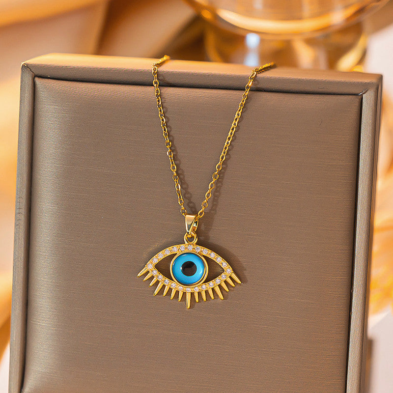 Gold Plated Anti Tarnish Stainless Steel Evil Eye Themed Pendant
