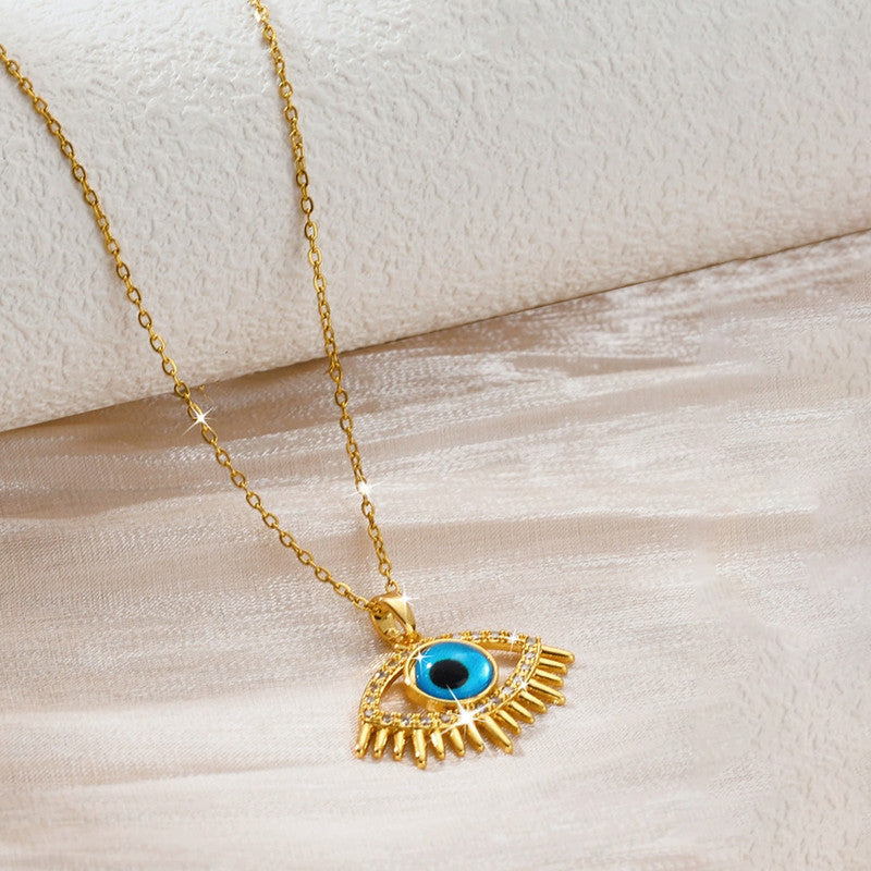 Gold Plated Anti Tarnish Stainless Steel Evil Eye Themed Pendant
