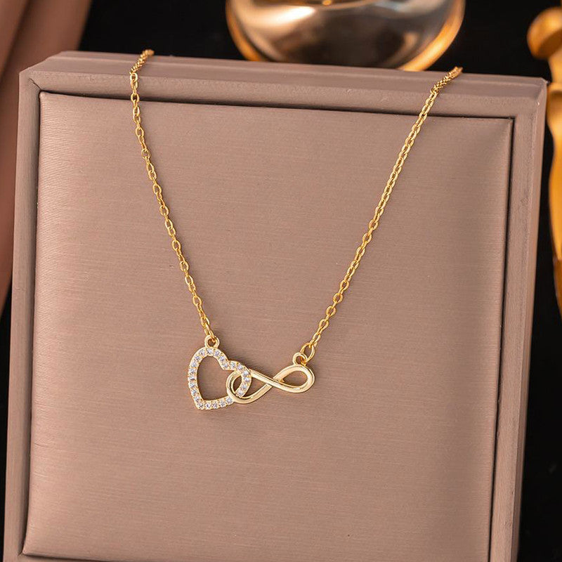 Gold Plated Anti Tarnish Stainless Steel Infinity Heart Themed Pendant
