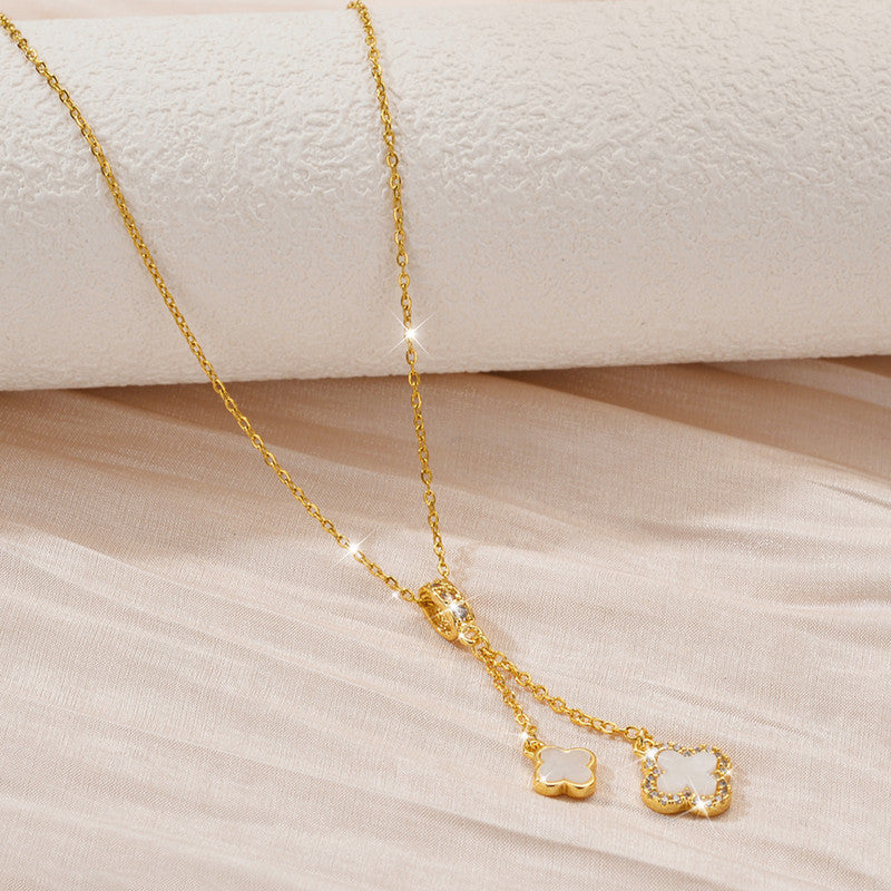 Gold Plated Anti Tarnish Stainless Steel Clover Themed Pendant