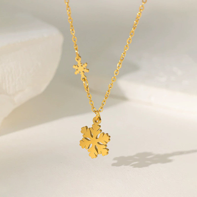 Gold Plated Anti Tarnish Stainless Steel Snow Flake Pendant
